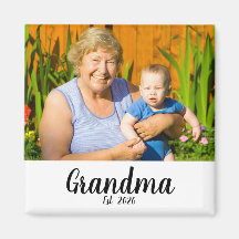 Mormor Grundad Foto Present Magnet