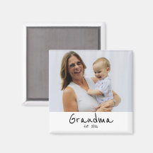 Mormor Grundad Foto Present Magnet