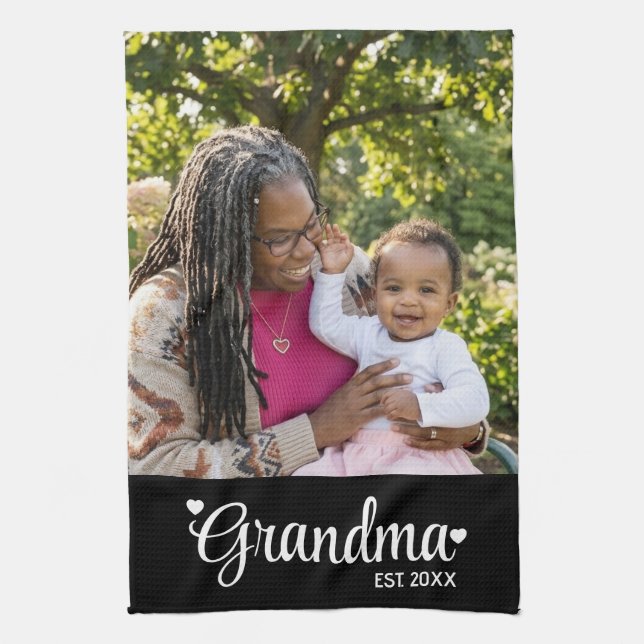 Mormor Grundad Skript Foto Mormor Present Kökshandduk (Vertikal)
