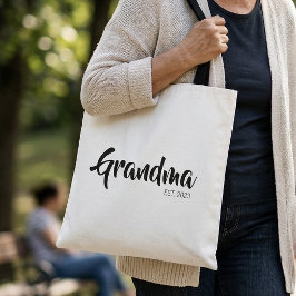 Mormor Grundad Svart Vitt Skript Present Tygkasse
