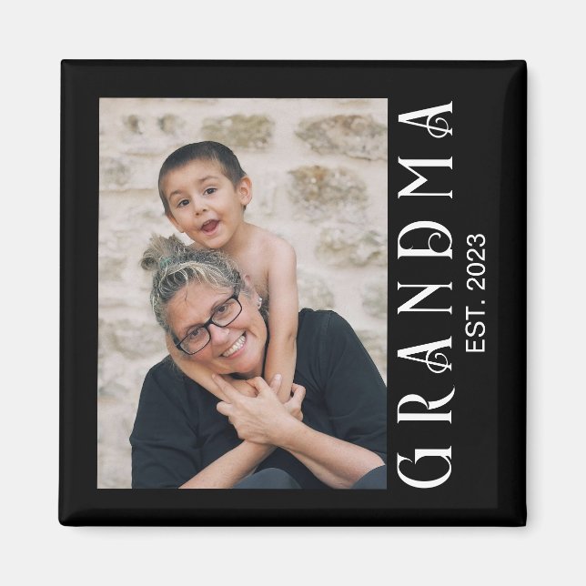 Mormor Grundade Foto Present Magnet (Framsidan)
