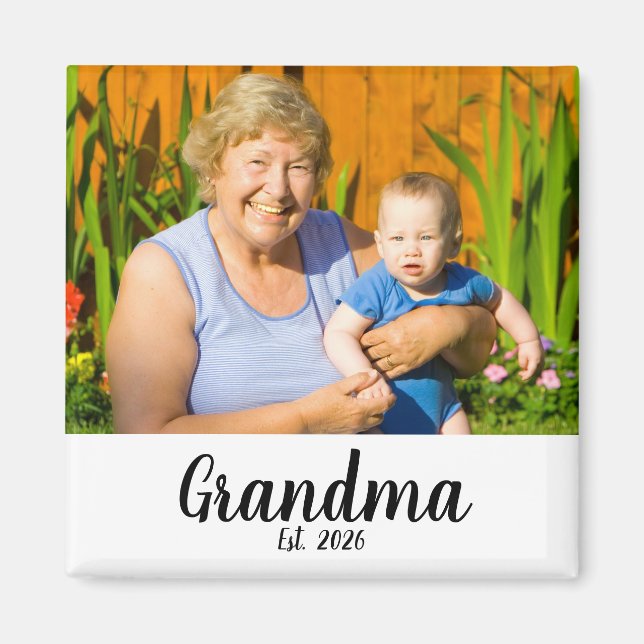 Mormor Grundade Foto Present Magnet (Framsidan)