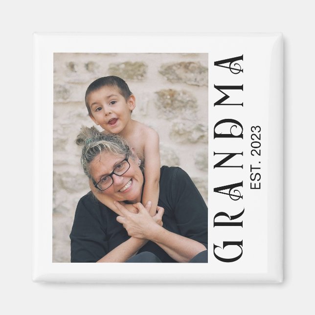 Mormor Grundade Foto Present Magnet (Framsidan)