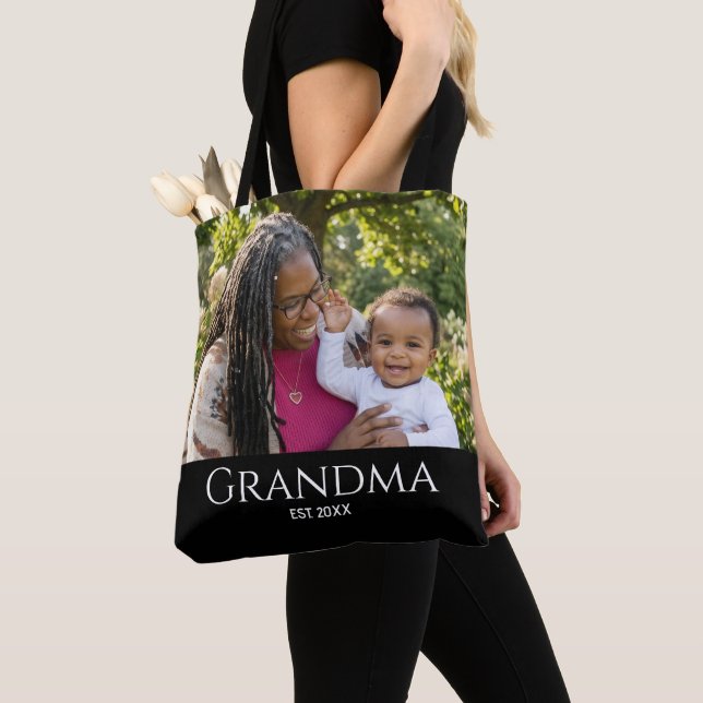 Mormor Grundade Klassisk Caps Foto Present Tygkasse (Närbild)