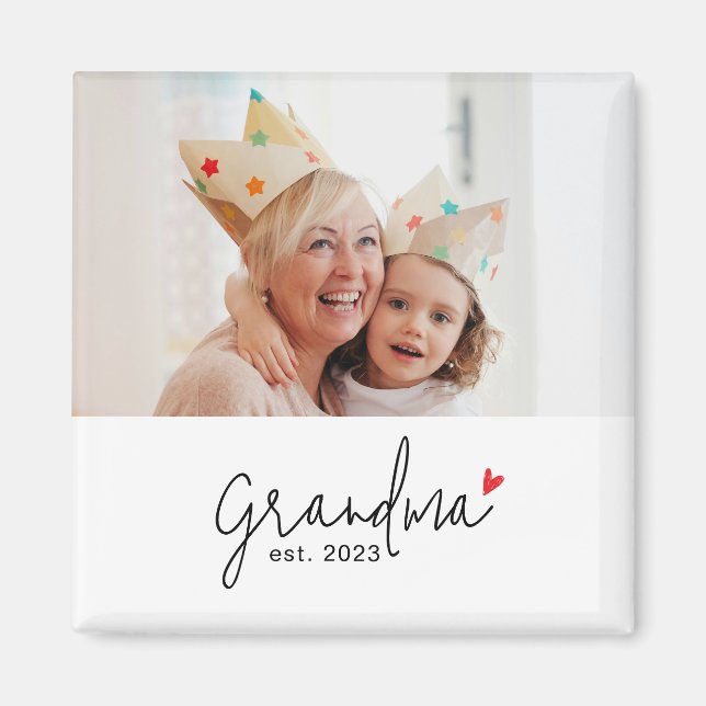 Mormor Grundat Foto Present Magnet (Framsidan)