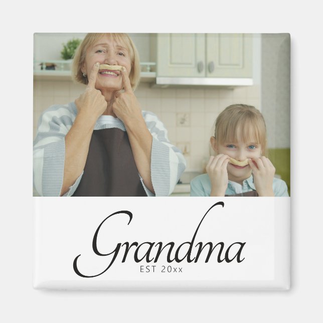 Mormor Grundat Foto Present Magnet (Framsidan)