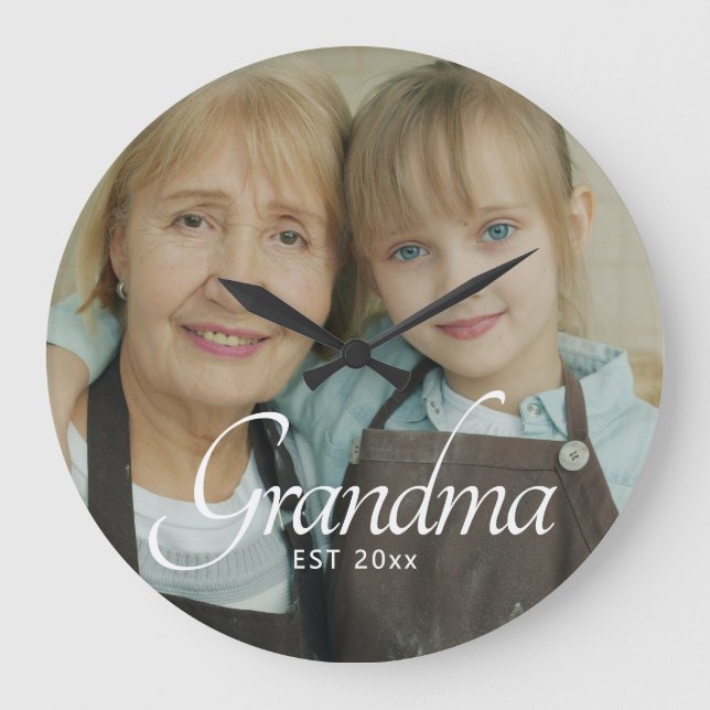 Mormor Grundat Foto Present Stor Klocka (Framsida)