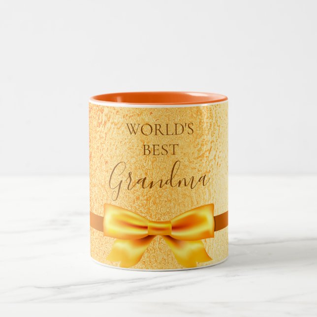 Mormor guld bog elegant Två-Tonad mugg (Center)