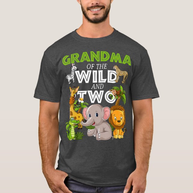 Mormor i Vilden Two Zoo Birthday Safari T Shirt (Framsida)