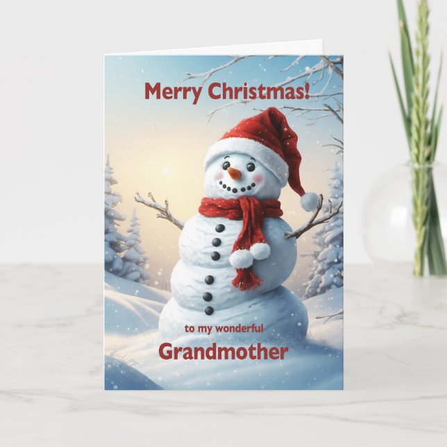 Mormor jul Snögubbe Helgkort (Framsida)