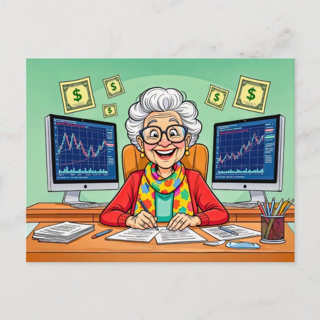 Mormor Lagrar Trading Illustration Helg Vykort (Framsida)