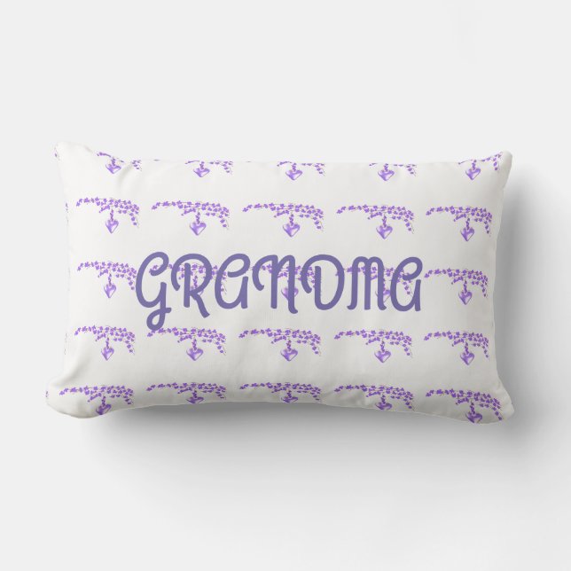 Mormor Lila Blommor Lumbarkudde (Framsida)