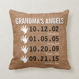 Mormor lite änglar - 4 barnbarn - Burlap Kudde