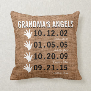 Mormor lite änglar - 4 barnbarn - Burlap Kudde