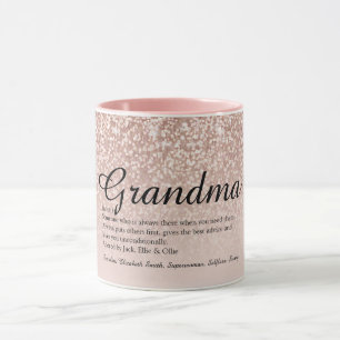 Mormor Mamma Definition Rosa Guld Glitter Mugg