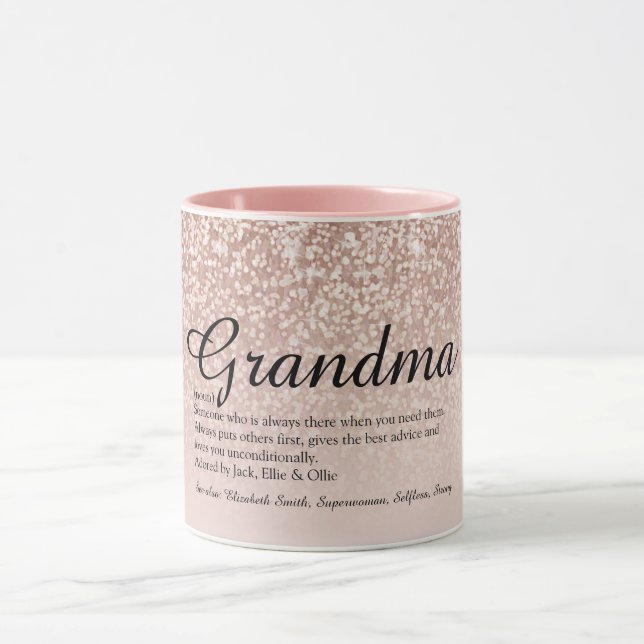 Mormor Mamma Definition Rosa Guld Glitter Mugg (Center)
