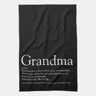 Mormor Mamma Farfar Svart och Vit Citat Kökshandduk