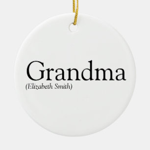 Mormor Mamma Svart och Vitt Kul Julgransprydnad Keramik