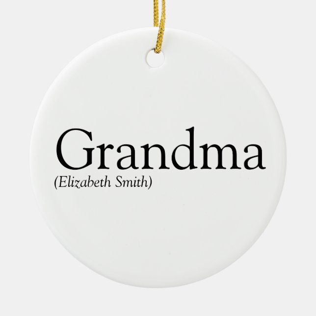 Mormor Mamma Svart och Vitt Kul Julgransprydnad Keramik (Framsidan)