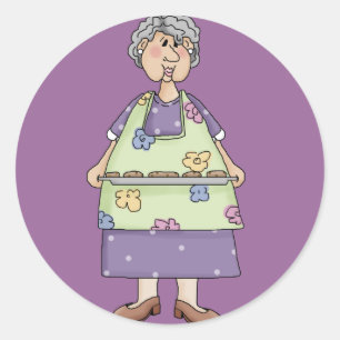 Mormor med kakadesign runt klistermärke