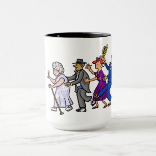 Mormor med Käpp ledande Conga Line Mugg