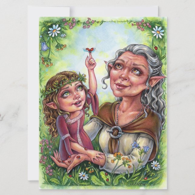 Mormor med mordotter Art Card Elves (Framsida)