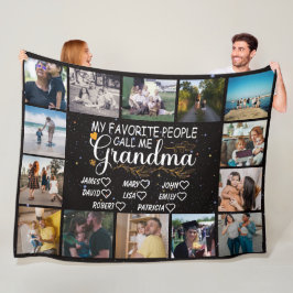 Mormor med namn i barnbarn och 14 foton fleecefilt