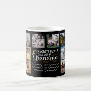 Mormor med namn och 14 bilder av barnbarn kaffemugg