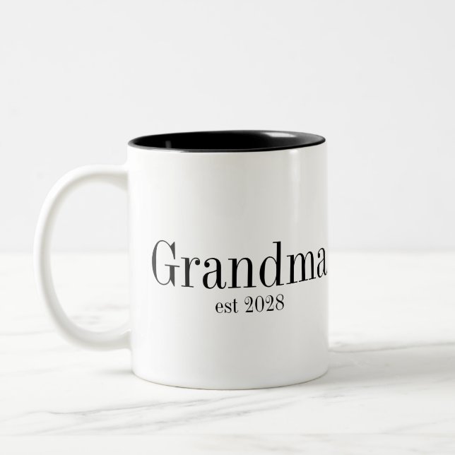 Mormor Modern Svart och Vitt Anpassat Två-Tonad Mugg (Vänster)