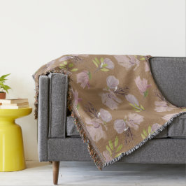 Mormor, modernt blommönster mysigt brunt filt