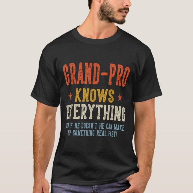 Mormor/morfar vet allt fars dag retro t shirt (Framsida)