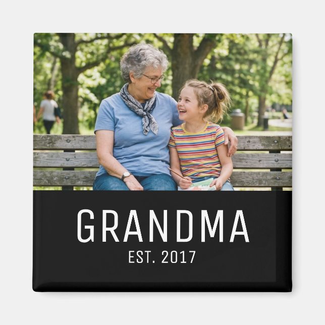 Mormor/mormor etablerade fotogåva magnet (Framsidan)