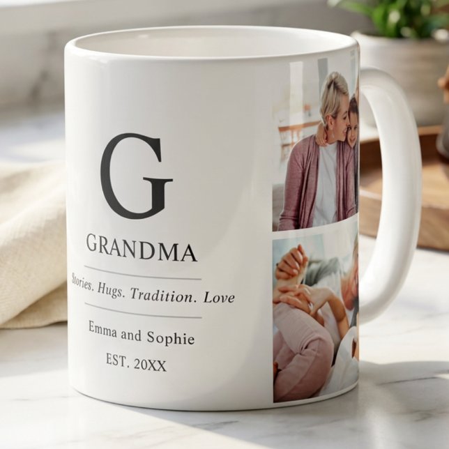 Mormor Multi Foto Mamma Typografi Söt Kaffemugg (Skapare uppladdad)