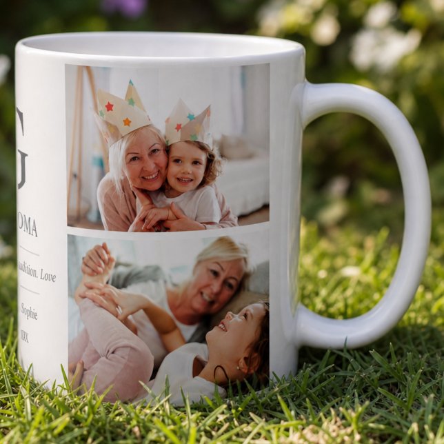 Mormor Multi Foto Mamma Typografi Söt Kaffemugg (Skapare uppladdad)