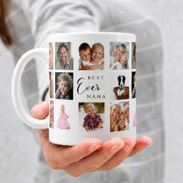 Mormor nana fotokollage vit svart kaffemugg