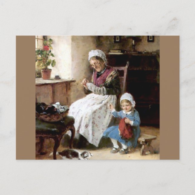 Mormor och dotterdotter vykort (Framsida)