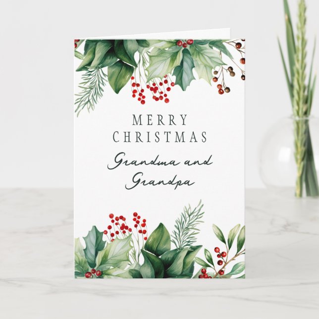 Mormor och farfar julvikningskort helgkort (Framsida)