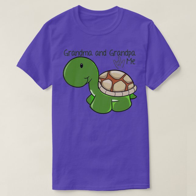Mormor och farfar Kärlek, jag Turtle ILY T Shirt (Design framsida)