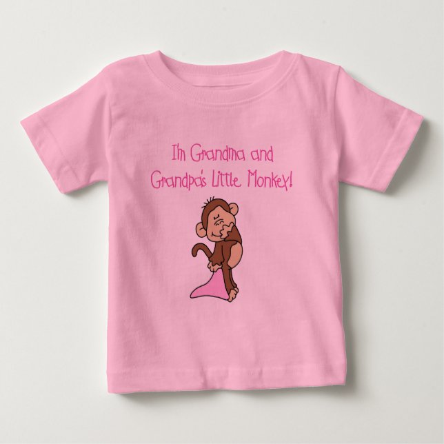 Mormor och farfars apa - Rosa Tee Shirt (Framsida)