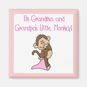 Mormor- och morfar apa - rosa magnet