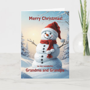 Mormor och morfar, jul Snögubbe Helgkort
