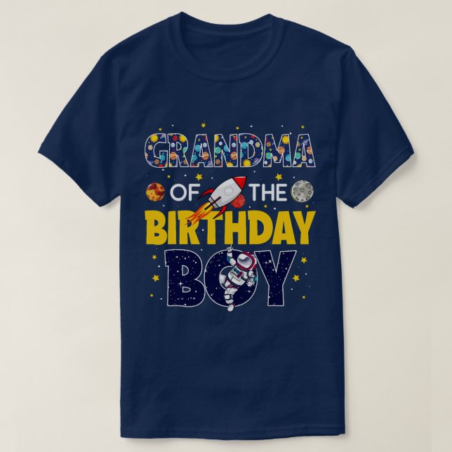 Mormor på Birthday Boy Rymden Mamma Mam T Shirt (Design framsida)