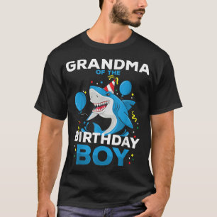 Mormor på Birthday Boy Shark Ocean Matching F T Shirt