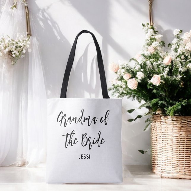 Mormor på Bride Black White Bröllop Tygkasse (Skapare uppladdad)