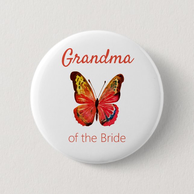Mormor på Bride Butterfly Button Knapp (Framsida)
