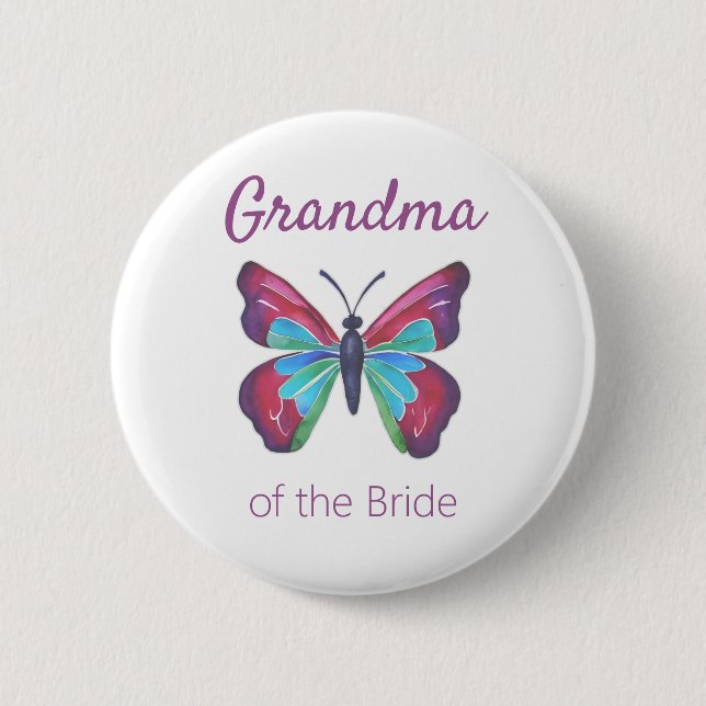 Mormor på Bride Butterfly Button Knapp (Framsida)