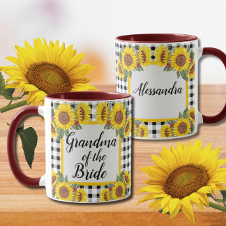 Mormor på Bride Customized Gingham Sunblommor Kaffemugg