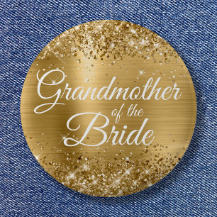 Mormor på Bride Glittery Gold Foil Knapp