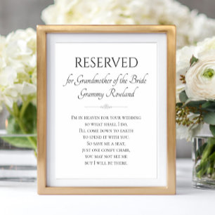 Mormor på Bride Memorial Dikt Bröllop Poster
