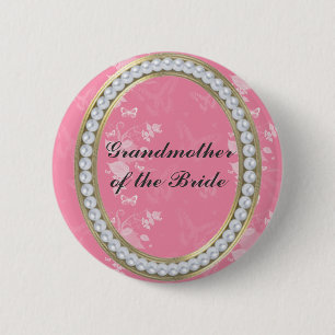 Mormor på Bride Pearls Butterflies Knapp